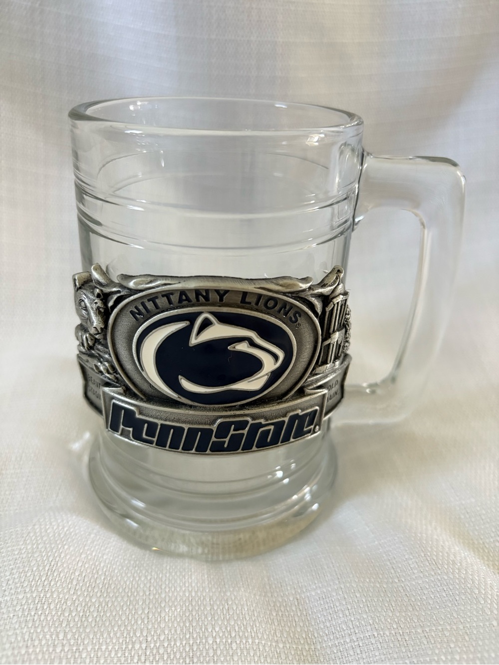 Penn state Nittany Lions Glass Beer Stein with medal Emblem